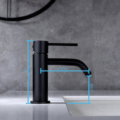 Black Single Hole Brass Bathroom Faucet with Pop Up Drain Assembly & Supply Hose