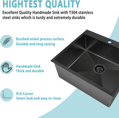 25 inch Drop-in Kitchen Sink Workstation, 18 Gauge Single Bowl Stainless Steel