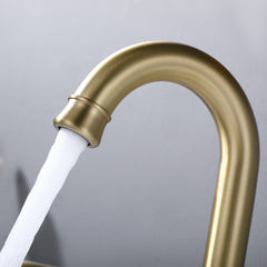 3 Hole Brushed Gold Bathroom Faucet With Pop Up Drain And CUPC Faucets Supply Hose