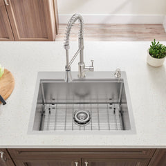 25 inch Drop-in Kitchen Sink Workstation, 18 Gauge Single Bowl Stainless Steel - 2522