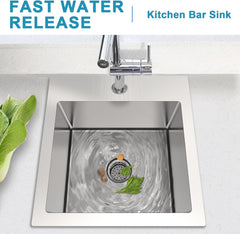 15 x 20 inch Drop-in Kitchen Sink,18 Gauge Stainless Steel Topmount Bar Sink